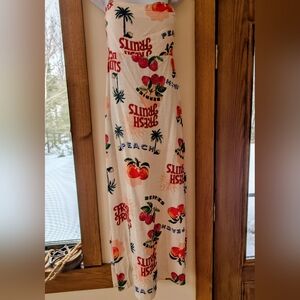 Strapless Lightweight Fruit Print Dress. Body Skimming Design. S/M NWOT